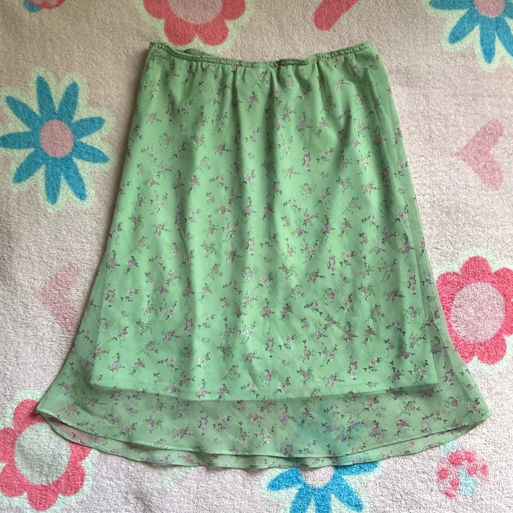 vintage green floral midi skirt 🌷
